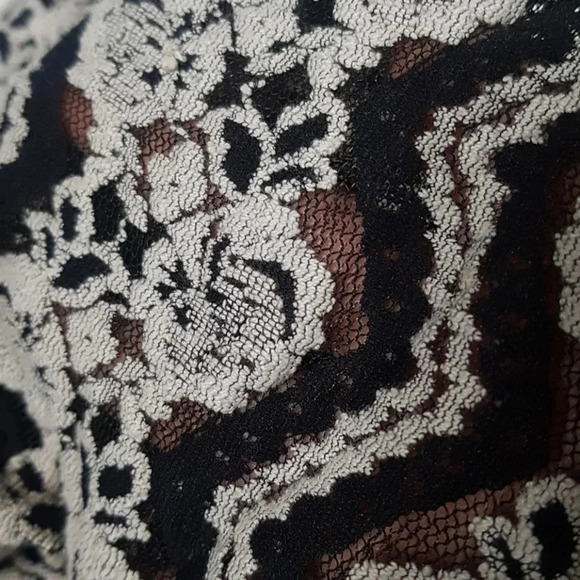 Everly Y2k 90s Preppy Medium black& ivory  Lace A Line flare dress stret… - Picture 7 of 8